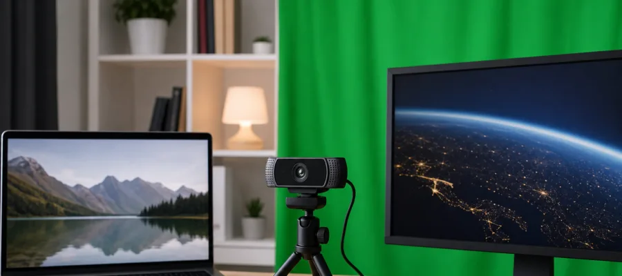 Webcam Hintergrund einrichten: DIY Virtual Backgrounds und Greenscreen Ideen